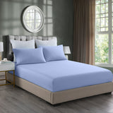 Royal Comfort 2000TC 3 Piece Fitted Sheet and Pillowcase Set Bamboo Cooling - Double - Light Blue - Front View
