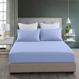 Royal Comfort 2000TC 3 Piece Fitted Sheet and Pillowcase Set Bamboo Cooling - Double - Light Blue - Side View