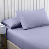 Royal Comfort 2000TC 3 Piece Fitted Sheet and Pillowcase Set Bamboo Cooling - Queen - Lilac Grey - Top-Down View