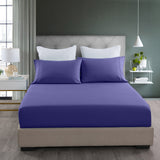 Royal Comfort 2000TC 3 Piece Fitted Sheet and Pillowcase Set Bamboo Cooling - Queen - Royal Blue - Side View