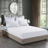 Royal Comfort 2000TC 3 Piece Fitted Sheet and Pillowcase Set Bamboo Cooling - Queen - White - Front View