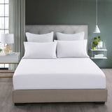 Royal Comfort 2000TC 3 Piece Fitted Sheet and Pillowcase Set Bamboo Cooling - Queen - White - Side View