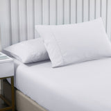 Royal Comfort 2000TC 3 Piece Fitted Sheet and Pillowcase Set Bamboo Cooling - Queen - White - Top-Down View