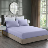 Royal Comfort 2000TC 3 Piece Fitted Sheet and Pillowcase Set Bamboo Cooling - King - Lilac Grey - Front View
