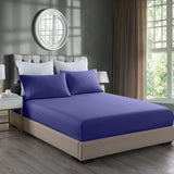 Royal Comfort 2000TC 3 Piece Fitted Sheet and Pillowcase Set Bamboo Cooling - King - Royal Blue - Front View