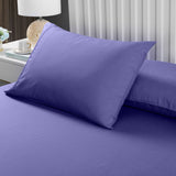 Royal Comfort 2000TC 3 Piece Fitted Sheet and Pillowcase Set Bamboo Cooling - King - Royal Blue - Top-Down View