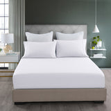 Royal Comfort 2000TC 3 Piece Fitted Sheet and Pillowcase Set Bamboo Cooling - King - White - Side View