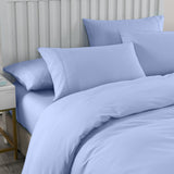 Royal Comfort 2000TC 6 Piece Bamboo Sheet & Quilt Cover Set Cooling Breathable - Queen - Light Blue - Side View