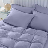 Royal Comfort 2000TC 6 Piece Bamboo Sheet & Quilt Cover Set Cooling Breathable - King - Lilac Grey - Side View