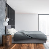 Milano Luxury Gas Lift Bed Frame Base And Headboard With Storage - Double - Grey - 45-Degree Angle