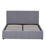 Milano Luxury Gas Lift Bed Frame Base And Headboard With Storage - Double - Grey - Rear View