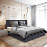 Milano Luxury Gas Lift Bed Frame Base And Headboard With Storage - King - Charcoal - Top-Down View