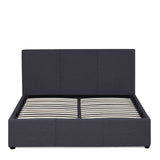 Milano Luxury Gas Lift Bed Frame Base And Headboard With Storage - King - Charcoal - Rear View