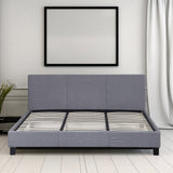 Milano Sienna Luxury Bed Frame Base And Headboard Solid Wood Padded Linen Fabric - King - Grey - Rear View