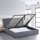 Milano Capri Luxury Gas Lift Bed Frame Base And Headboard With Storage - King - Grey - Top-Down View