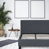 Milano Sienna Luxury Bed Frame Base And Headboard Solid Wood Padded Linen Fabric - King Single - Charcoal - Extra Image