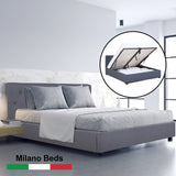 Milano Capri Luxury Gas Lift Bed Frame Base And Headboard With Storage - King Single - Charcoal - Front View