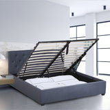 Milano Capri Luxury Gas Lift Bed Frame Base And Headboard With Storage - King Single - Charcoal - Top-Down View