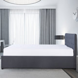Milano Capri Luxury Gas Lift Bed Frame Base And Headboard With Storage - King Single - Charcoal - Rear View