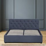 Milano Capri Luxury Gas Lift Bed Frame Base And Headboard With Storage - King Single - Charcoal - Low Angle
