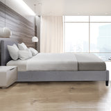 Milano Sienna Luxury Bed Frame Base And Headboard Solid Wood Padded Linen Fabric - Single - Grey - Side View