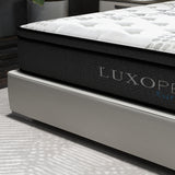 Luxopedic Pocket Spring Mattress 5 Zone 32CM Euro Top Memory Foam Medium Firm - Double - White  Grey - Extra Image
