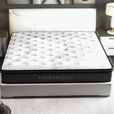 Luxopedic Pocket Spring Mattress 5 Zone 32CM Euro Top Memory Foam Medium Firm - King - White  Grey - Extra Image