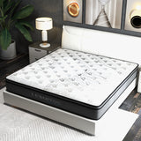 Luxopedic Pocket Spring Mattress 5 Zone 32CM Euro Top Memory Foam Medium Firm - King - White  Grey - Top-Down View