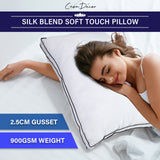 Casa Decor Silk Blend Pillow Hypoallergenic Gusset Cotton Cover Single Pack - Front View