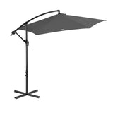 Milano Outdoor 3 Metre Cantilever Umbrella UV Sunshade Garden Patio Deck - Charcoal - Low Angle