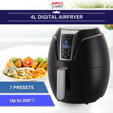 Kitchen Couture 4 Litre Air Fryer Digital Display Black 1400W Healthy Cooker - Front View