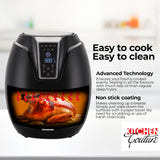 Kitchen Couture 4 Litre Air Fryer Digital Display Black 1400W Healthy Cooker - Side View