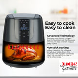 Kitchen Couture 4.2 Litre Air Fryer Digital Display Black 1400W Healthy Cooker - Front View