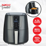 Kitchen Couture 4.2 Litre Air Fryer Digital Display Black 1400W Healthy Cooker - Top-Down View