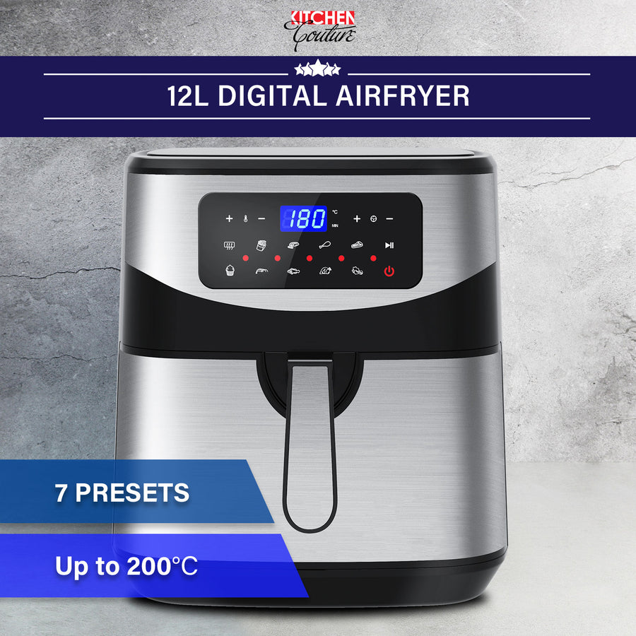Kitchen Couture 12 Litre Air Fryer Multifunctional LCD One Touch Display Silver, image 2