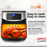 Kitchen Couture 12 Litre Air Fryer Multifunctional LCD One Touch Display Silver - Top-Down View