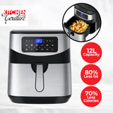 Kitchen Couture 12 Litre Air Fryer Multifunctional LCD One Touch Display Silver - 45-Degree Angle