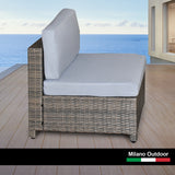 Milano Decor 5 Piece Outdoor Sofa Set Rattan Oatmeal Black Patio Garden Lounge - Low Angle