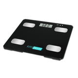 FitSmart Electronic Floor Body Scale Black Digital LCD Glass Tracker Bathroom - Front View