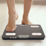 FitSmart Electronic Floor Body Scale Black Digital LCD Glass Tracker Bathroom - Top-Down View