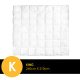 Royal Comfort Bamboo Blend Quilt 250GSM Luxury  Duvet 100% Cotton Cover - King - White - Side View