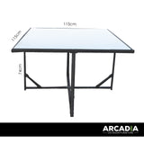 Arcadia Furniture 5 Piece Outdoor Dining Table Set Rattan Table Chairs Garden - Black and Grey - Side View