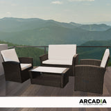 Arcadia Furniture Outdoor 4 Piece Sofa Lounge Set Wicker Rattan Garden - Oatmeal and Grey - Side View