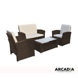 Arcadia Furniture Outdoor 4 Piece Sofa Lounge Set Wicker Rattan Garden - Oatmeal and Grey - Top-Down View