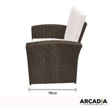 Arcadia Furniture Outdoor 4 Piece Sofa Lounge Set Wicker Rattan Garden - Oatmeal and Grey - Close-Up Angle
