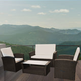 Arcadia Furniture Outdoor 4 Piece Sofa Lounge Set Wicker Rattan Garden - Oatmeal and Grey - Extra Image