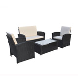 Arcadia Furniture Outdoor 4 Piece Sofa Lounge Set Wicker Rattan Garden - Black and Grey - Side View