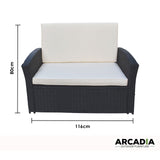 Arcadia Furniture Outdoor 4 Piece Sofa Lounge Set Wicker Rattan Garden - Black and Grey - Top-Down View
