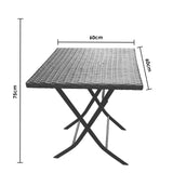 Arcadia Furniture Outdoor 3 Piece Foldable Rattan Coffee Table Set Garden Patio - Black - 45-Degree Angle
