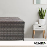 Arcadia Furniture Outdoor Rattan Storage Box Garden Toy Tools Shed UV Resistant - Oatmeal - Side View